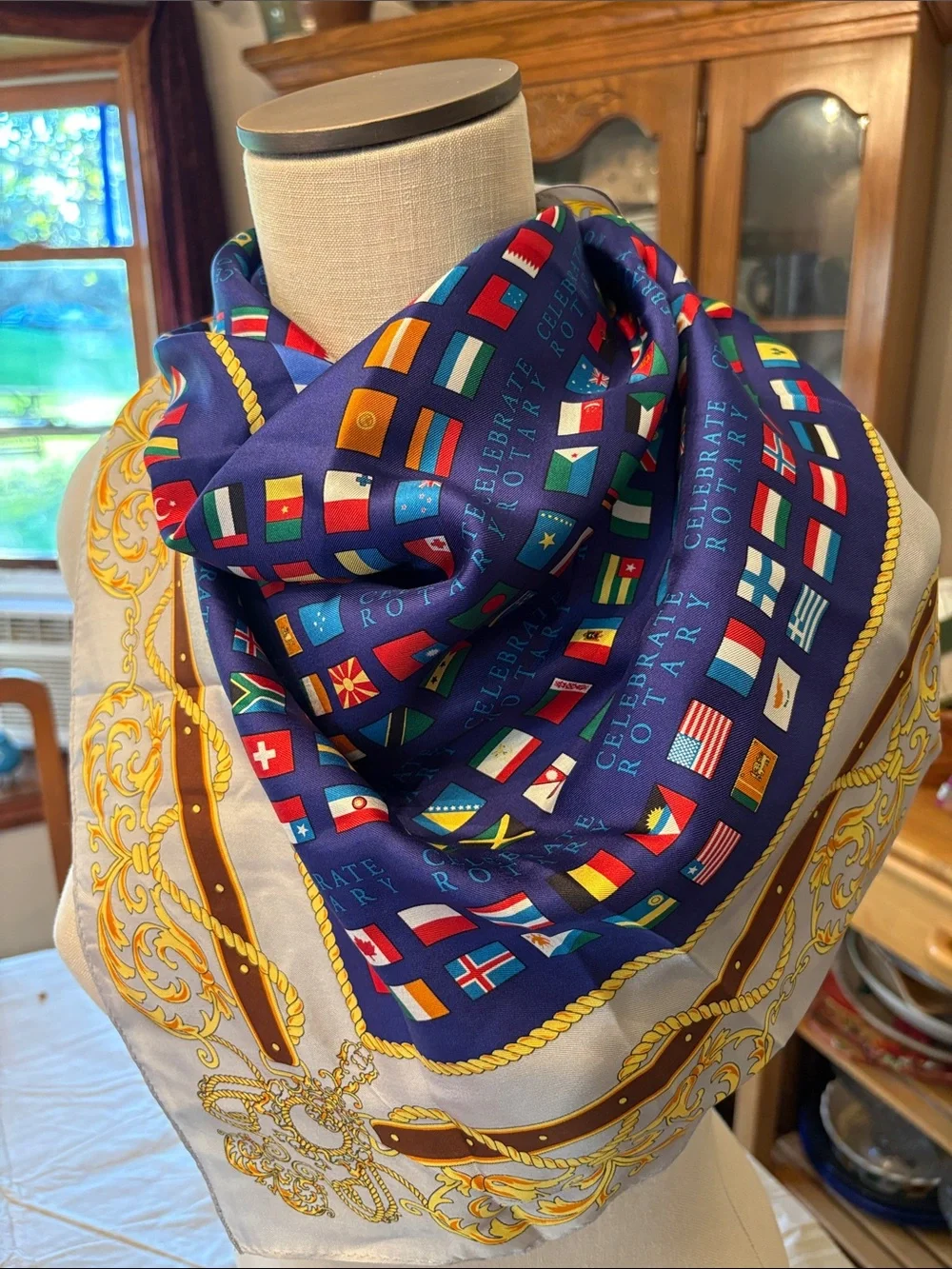 Vintage pure silk Celebrating 100 years Rotary  square scarf